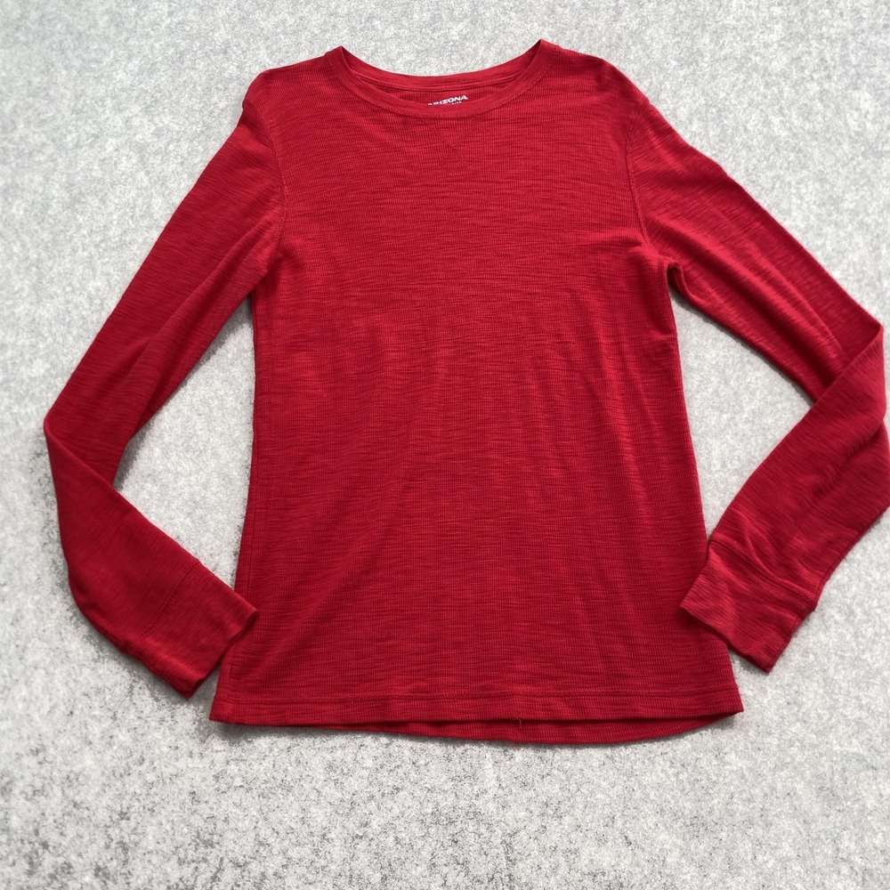 Arizona Jean Co. Shirt Womens M Red Crew Neck Long Sleeve Basic Top Cotton